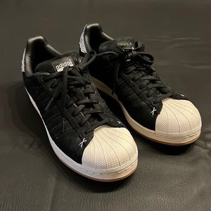 Men - Adidas Superstar Black/Black-White Size 9